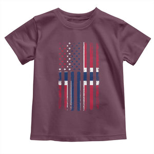 Norwegian Roots Half American Flag USA Norway Pride Toddler T Shirt TS14 Maroon Print Your Wear