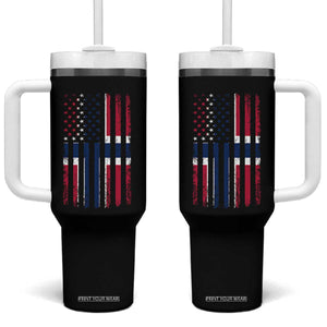 Norwegian Roots Half American Flag USA Norway Pride Tumbler With Handle TS14 One Size: 40 oz Black Print Your Wear