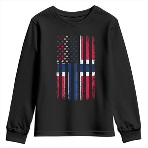 Norwegian Roots Half American Flag USA Norway Pride Youth Sweatshirt TS14 Black Print Your Wear