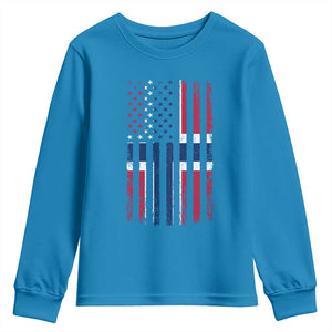 Norwegian Roots Half American Flag USA Norway Pride Youth Sweatshirt TS14 Sapphire Print Your Wear