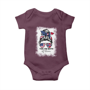 Yes I'm Both of Them Half Norwegian American Baby Onesie TS14 Maroon Print Your Wear