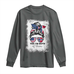 Yes I'm Both of Them Half Norwegian American Long Sleeve Shirt TS14 Dark Heather Print Your Wear