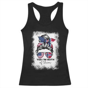 Yes I'm Both of Them Half Norwegian American Racerback Tank Top TS14 Black Print Your Wear