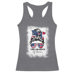 Yes I'm Both of Them Half Norwegian American Racerback Tank Top TS14 Charcoal Print Your Wear