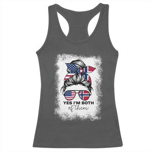 Yes I'm Both of Them Half Norwegian American Racerback Tank Top TS14 Dark Heather Print Your Wear