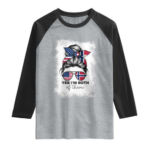 Yes I'm Both of Them Half Norwegian American Raglan Shirt TS14 Heather Gray Black Print Your Wear