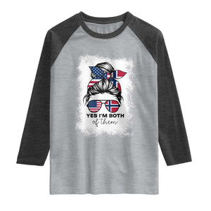 Yes I'm Both of Them Half Norwegian American Raglan Shirt TS14 Heather Gray Heather Charcoal Print Your Wear