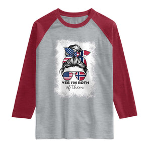 Yes I'm Both of Them Half Norwegian American Raglan Shirt TS14 Heather Gray Heather Red Print Your Wear