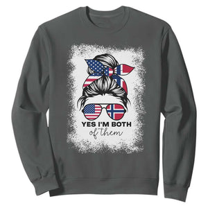 Yes I'm Both of Them Half Norwegian American Sweatshirt TS14 Dark Heather Print Your Wear