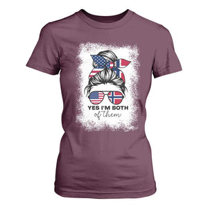 Yes I'm Both of Them Half Norwegian American T Shirt For Women TS14 Maroon Print Your Wear