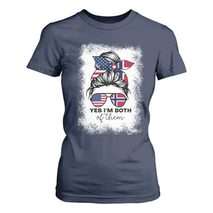Yes I'm Both of Them Half Norwegian American T Shirt For Women TS14 Navy Print Your Wear