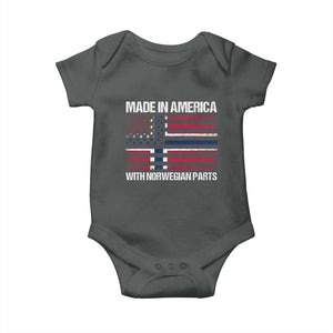 Made in America with Norwegian Parts Baby Onesie Half American Flag USA Norway Pride TS14 Dark Heather Print Your Wear