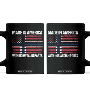Made in America with Norwegian Parts Coffee Mug Half American Flag USA Norway Pride TS14 Black Print Your Wear
