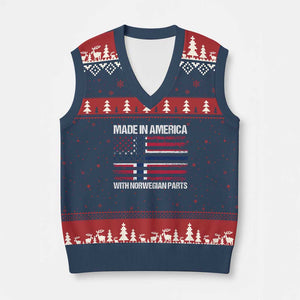 Made in America with Norwegian Parts V-Neck Knit Sweater Vest Half American Flag USA Norway Pride TS14 Navy Red Print Your Wear