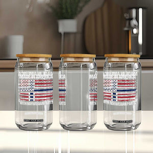 Made in America with Norwegian Parts Glass Can Half American Flag USA Norway Pride TS14 Print Your Wear