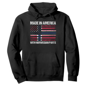 Made in America with Norwegian Parts Hoodie Half American Flag USA Norway Pride TS14 Black Print Your Wear