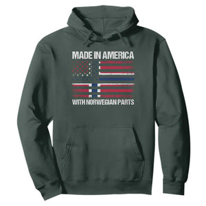 Made in America with Norwegian Parts Hoodie Half American Flag USA Norway Pride TS14 Dark Forest Green Print Your Wear