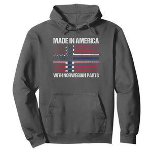 Made in America with Norwegian Parts Hoodie Half American Flag USA Norway Pride TS14 Dark Heather Print Your Wear