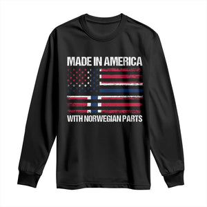 Made in America with Norwegian Parts Long Sleeve Shirt Half American Flag USA Norway Pride TS14 Black Print Your Wear