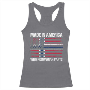 Made in America with Norwegian Parts Racerback Tank Top Half American Flag USA Norway Pride TS14 Charcoal Print Your Wear