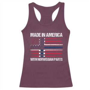 Made in America with Norwegian Parts Racerback Tank Top Half American Flag USA Norway Pride TS14 Maroon Print Your Wear