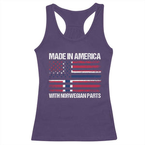 Made in America with Norwegian Parts Racerback Tank Top Half American Flag USA Norway Pride TS14 Purple Print Your Wear