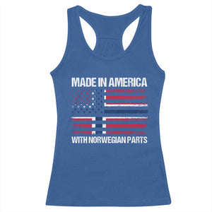 Made in America with Norwegian Parts Racerback Tank Top Half American Flag USA Norway Pride TS14 Royal Blue Print Your Wear
