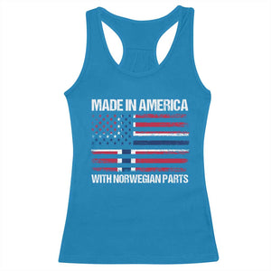 Made in America with Norwegian Parts Racerback Tank Top Half American Flag USA Norway Pride TS14 Sapphire Print Your Wear