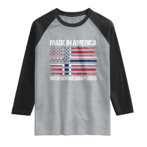 Made in America with Norwegian Parts Raglan Shirt Half American Flag USA Norway Pride TS14 Heather Gray Black Print Your Wear