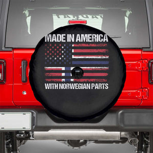 Made in America with Norwegian Parts Spare Tire Cover Half American Flag USA Norway Pride TS14 Black Print Your Wear