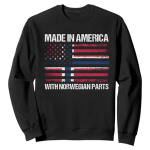 Made in America with Norwegian Parts Sweatshirt Half American Flag USA Norway Pride TS14 Black Print Your Wear