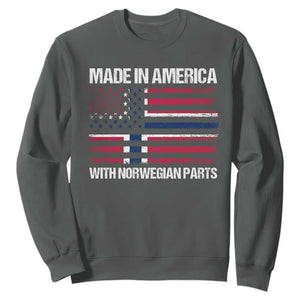 Made in America with Norwegian Parts Sweatshirt Half American Flag USA Norway Pride TS14 Dark Heather Print Your Wear
