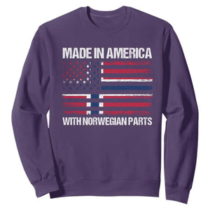 Made in America with Norwegian Parts Sweatshirt Half American Flag USA Norway Pride TS14 Purple Print Your Wear