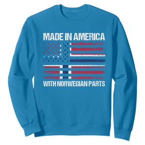 Made in America with Norwegian Parts Sweatshirt Half American Flag USA Norway Pride TS14 Sapphire Print Your Wear