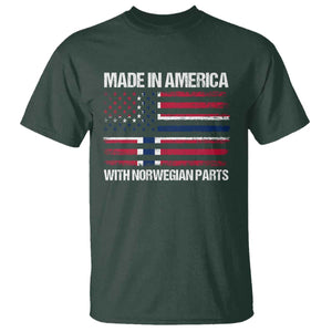 Made in America with Norwegian Parts T Shirt Half American Flag USA Norway Pride TS14 Dark Forest Green Print Your Wear