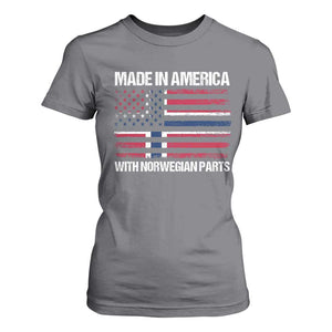 Made in America with Norwegian Parts T Shirt For Women Half American Flag USA Norway Pride TS14 Charcoal Print Your Wear