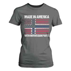 Made in America with Norwegian Parts T Shirt For Women Half American Flag USA Norway Pride TS14 Dark Heather Print Your Wear