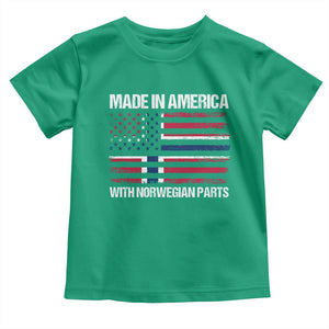 Made in America with Norwegian Parts Toddler T Shirt Half American Flag USA Norway Pride TS14 Irish Green Print Your Wear