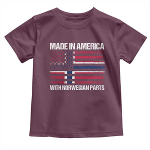 Made in America with Norwegian Parts Toddler T Shirt Half American Flag USA Norway Pride TS14 Maroon Print Your Wear