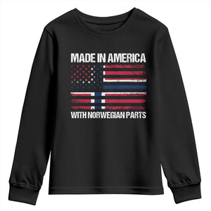 Made in America with Norwegian Parts Youth Sweatshirt Half American Flag USA Norway Pride TS14 Black Print Your Wear