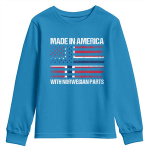Made in America with Norwegian Parts Youth Sweatshirt Half American Flag USA Norway Pride TS14 Sapphire Print Your Wear