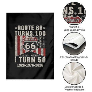 Highway 66 Turn 100 I Turn 50 Garden Flag Vintage 1976 Born American Road Sign Centennial 2026 TS14 Print Your Wear