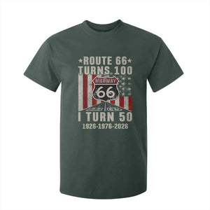 Highway 66 Turn 100 I Turn 50 T Shirt For Kid Vintage 1976 Born American Road Sign Centennial 2026 TS14 Dark Forest Green Print Your Wear