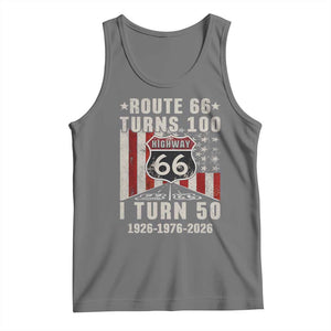 Highway 66 Turn 100 I Turn 50 Tank Top Vintage 1976 Born American Road Sign Centennial 2026 TS14 Black Heather Print Your Wear