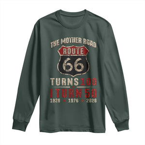 Highway 66 Turn 100 I Turn 50 Long Sleeve Shirt Vintage 1976 Road Sign 50 Year Old Gift 2026 TS14 Dark Forest Green Print Your Wear