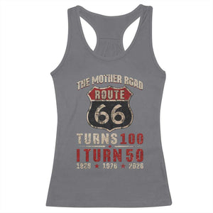 Highway 66 Turn 100 I Turn 50 Racerback Tank Top Vintage 1976 Road Sign 50 Year Old Gift 2026 TS14 Charcoal Print Your Wear