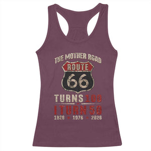 Highway 66 Turn 100 I Turn 50 Racerback Tank Top Vintage 1976 Road Sign 50 Year Old Gift 2026 TS14 Maroon Print Your Wear