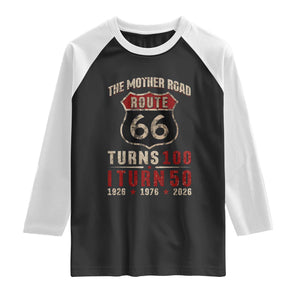Highway 66 Turn 100 I Turn 50 Raglan Shirt Vintage 1976 Road Sign 50 Year Old Gift 2026 TS14 Black White Print Your Wear