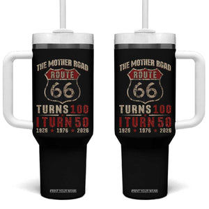 Highway 66 Turn 100 I Turn 50 Tumbler With Handle Vintage 1976 Road Sign 50 Year Old Gift 2026 TS14 One Size: 40 oz Black Print Your Wear