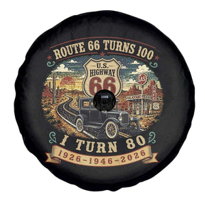 Route Highway 66 Turns 100 I Turn 80 Spare Tire Cover Vintage 1946 Road Sign Antique Car Lover 80th Birthday Gift